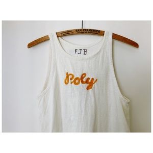 Vintage 40s chain stitch ‘Poly’ collage gym tank.